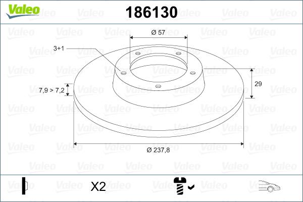 Valeo 186130 - Bremžu diski adetalas.lv