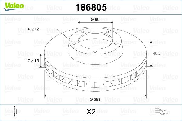 Valeo 186805 - Bremžu diski adetalas.lv