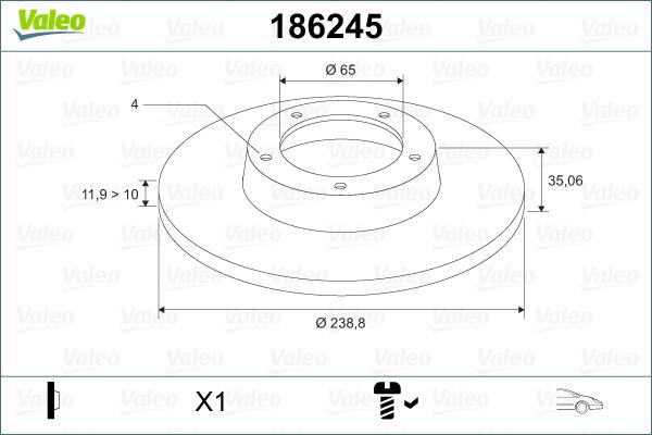 Valeo 186245 - Bremžu diski adetalas.lv