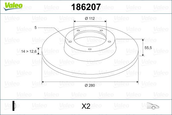 Valeo 186207 - Bremžu diski adetalas.lv