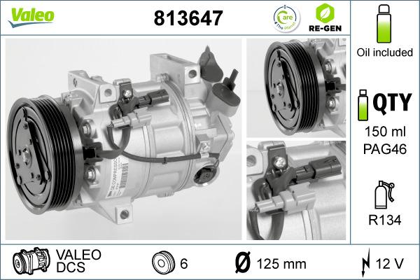 Valeo 813647 - Kompresors, Gaisa kond. sistēma adetalas.lv