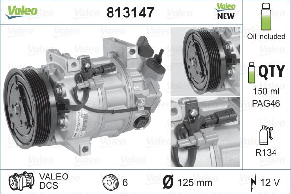 Valeo 813147 - Kompresors, Gaisa kond. sistēma adetalas.lv