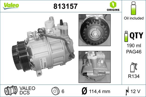 Valeo 813157 - Kompresors, Gaisa kond. sistēma adetalas.lv