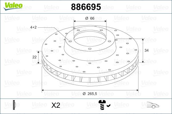 Valeo 886695 - Bremžu diski adetalas.lv