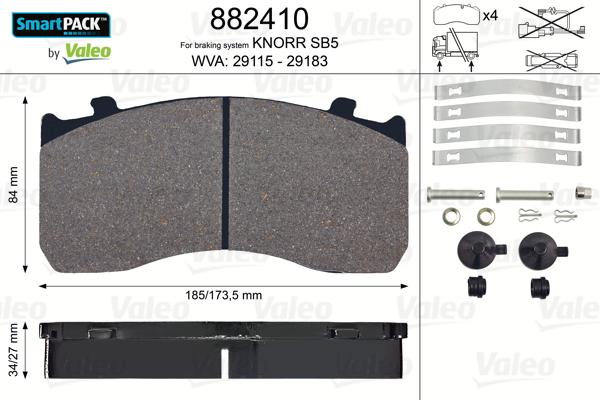 Valeo 882410 - Bremžu uzliku kompl., Disku bremzes adetalas.lv