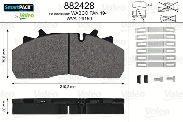 Valeo 882428 - Bremžu uzliku kompl., Disku bremzes adetalas.lv