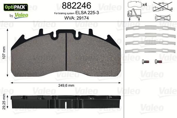 Valeo 882246 - Bremžu uzliku kompl., Disku bremzes adetalas.lv