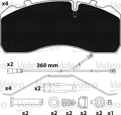 Valeo 882206 - Bremžu uzliku kompl., Disku bremzes adetalas.lv