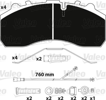 Valeo 882203 - Bremžu uzliku kompl., Disku bremzes adetalas.lv