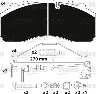 Valeo 882202 - Bremžu uzliku kompl., Disku bremzes adetalas.lv