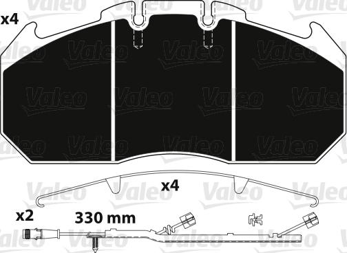 Valeo 882219 - Bremžu uzliku kompl., Disku bremzes adetalas.lv