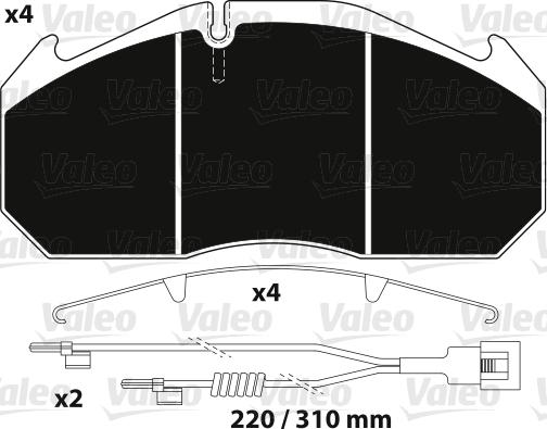 Valeo 882215 - Bremžu uzliku kompl., Disku bremzes adetalas.lv