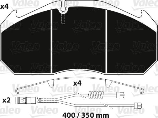 Valeo 882216 - Bremžu uzliku kompl., Disku bremzes adetalas.lv