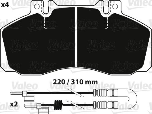 Valeo 882239 - Bremžu uzliku kompl., Disku bremzes adetalas.lv