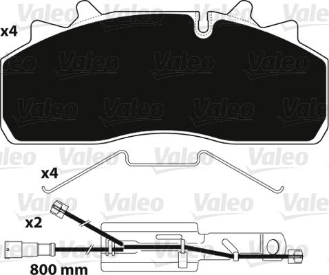 Valeo 882227 - Bremžu uzliku kompl., Disku bremzes adetalas.lv