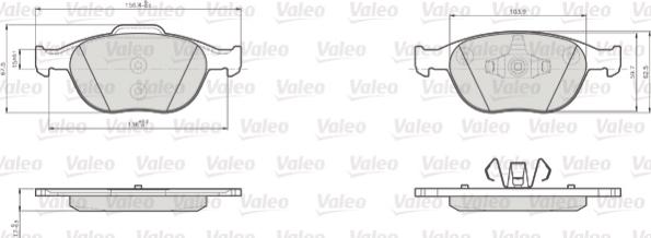 Valeo 872440 - Bremžu uzliku kompl., Disku bremzes adetalas.lv