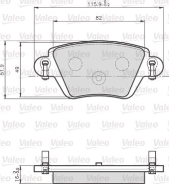 Valeo 872557 - Bremžu uzliku kompl., Disku bremzes adetalas.lv