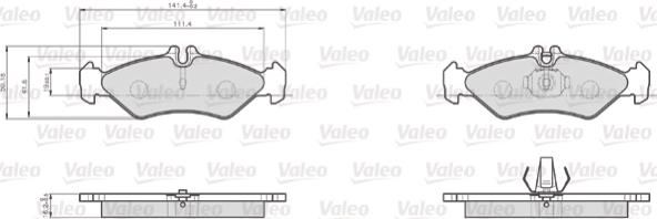 Valeo 872621 - Bremžu uzliku kompl., Disku bremzes adetalas.lv