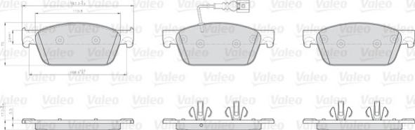 Valeo 872623 - Bremžu uzliku kompl., Disku bremzes adetalas.lv