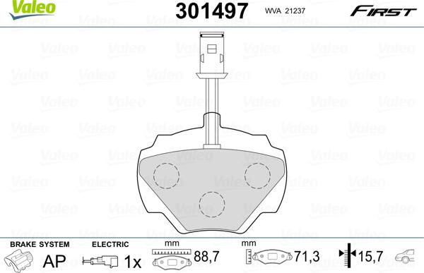 Valeo 301497 - Bremžu uzliku kompl., Disku bremzes adetalas.lv