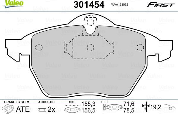 Valeo 301454 - Bremžu uzliku kompl., Disku bremzes adetalas.lv