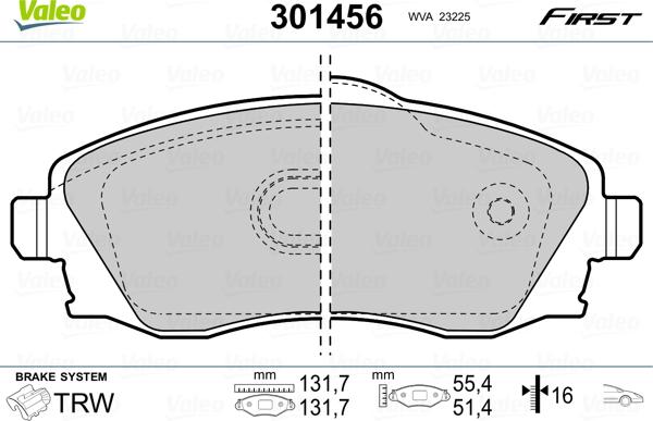 Valeo 301456 - Bremžu uzliku kompl., Disku bremzes adetalas.lv