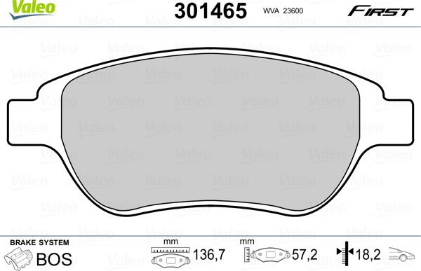 Valeo 301465 - Bremžu uzliku kompl., Disku bremzes adetalas.lv