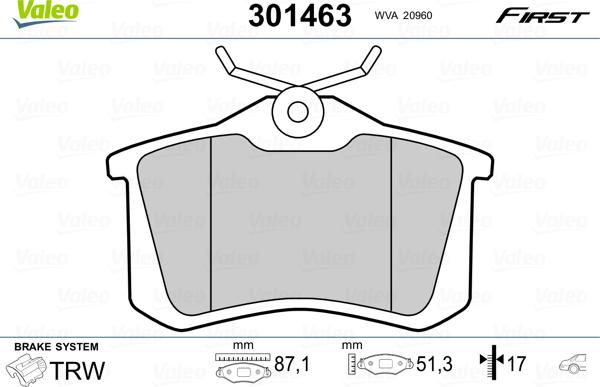 Valeo 301463 - Bremžu uzliku kompl., Disku bremzes adetalas.lv