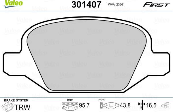 Valeo 301407 - Bremžu uzliku kompl., Disku bremzes adetalas.lv