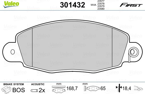 Valeo 301432 - Bremžu uzliku kompl., Disku bremzes adetalas.lv