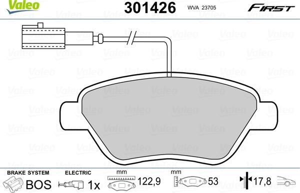 Valeo 301426 - Bremžu uzliku kompl., Disku bremzes adetalas.lv