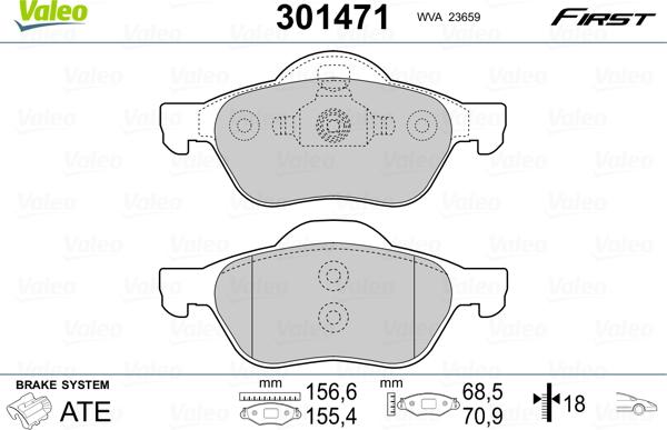 Valeo 301471 - Bremžu uzliku kompl., Disku bremzes adetalas.lv