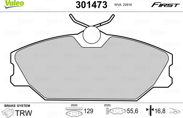 Valeo 301473 - Bremžu uzliku kompl., Disku bremzes adetalas.lv