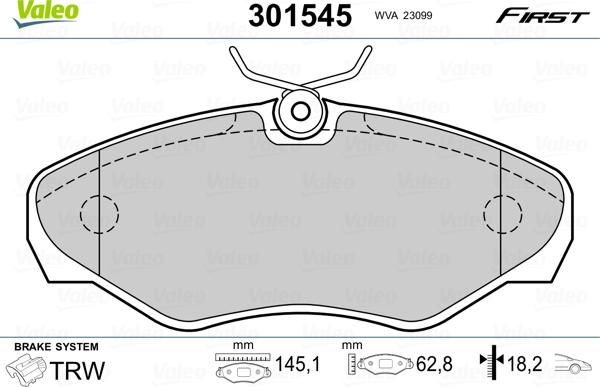 Valeo 301545 - Bremžu uzliku kompl., Disku bremzes adetalas.lv