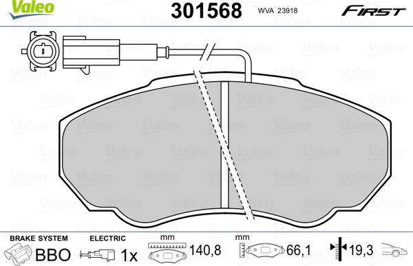 Valeo 301568 - Bremžu uzliku kompl., Disku bremzes adetalas.lv