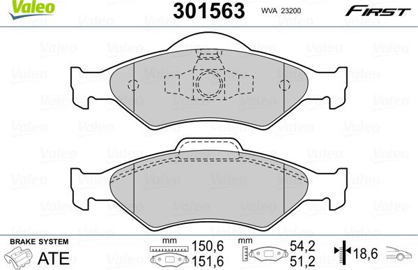 Valeo 301563 - Bremžu uzliku kompl., Disku bremzes adetalas.lv