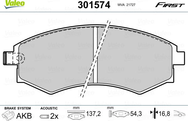 Valeo 301574 - Bremžu uzliku kompl., Disku bremzes adetalas.lv