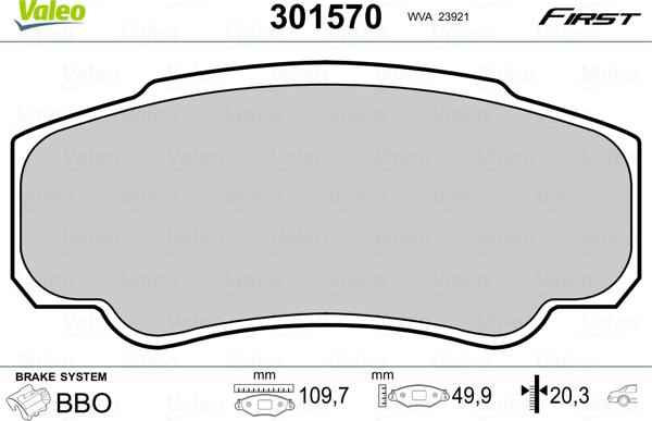 Valeo 301570 - Bremžu uzliku kompl., Disku bremzes adetalas.lv