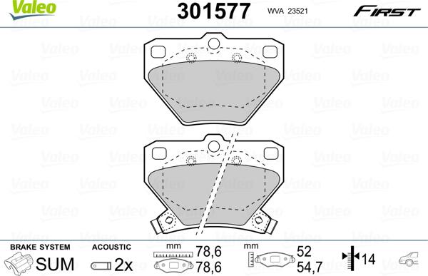 Valeo 301577 - Bremžu uzliku kompl., Disku bremzes adetalas.lv