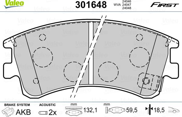 Valeo 301648 - Bremžu uzliku kompl., Disku bremzes adetalas.lv