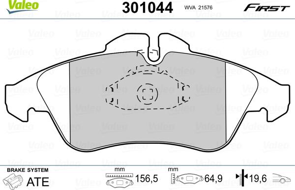 Valeo 301044 - Bremžu uzliku kompl., Disku bremzes adetalas.lv