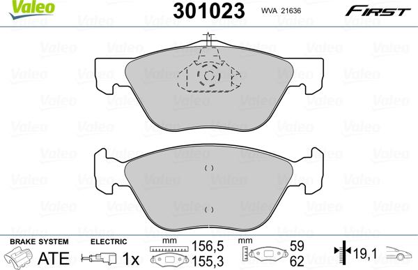 Valeo 301023 - Bremžu uzliku kompl., Disku bremzes adetalas.lv