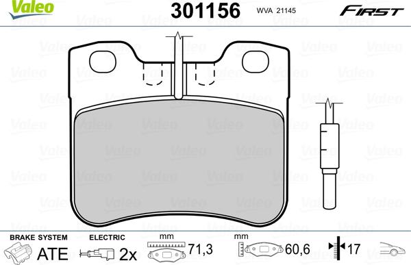 Valeo 301156 - Bremžu uzliku kompl., Disku bremzes adetalas.lv