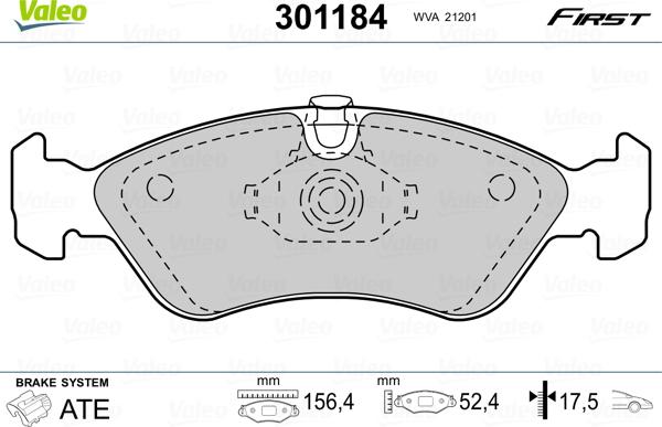 Valeo 301184 - Bremžu uzliku kompl., Disku bremzes adetalas.lv