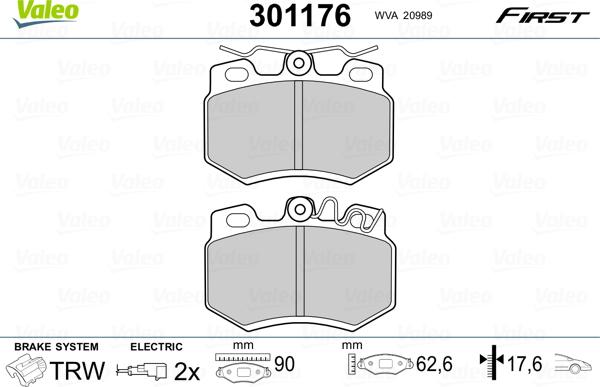 Valeo 301176 - Bremžu uzliku kompl., Disku bremzes adetalas.lv