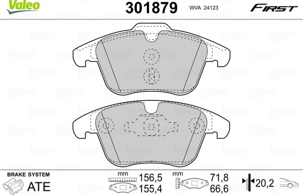 Valeo 301879 - Bremžu uzliku kompl., Disku bremzes adetalas.lv