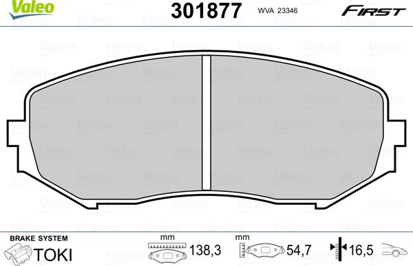 Valeo 301877 - Bremžu uzliku kompl., Disku bremzes adetalas.lv