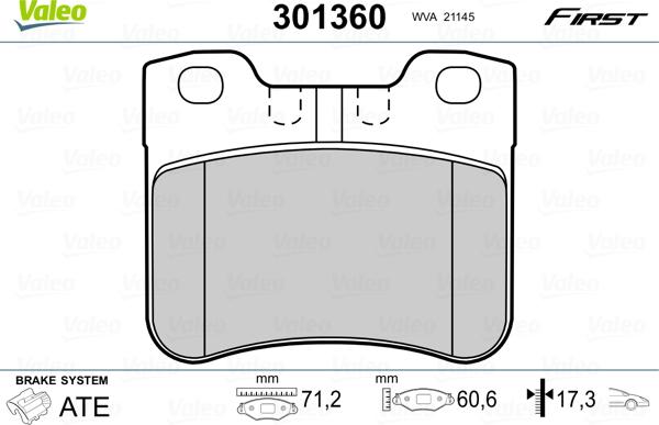 Valeo 301360 - Bremžu uzliku kompl., Disku bremzes adetalas.lv