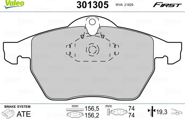 Valeo 301305 - Bremžu uzliku kompl., Disku bremzes adetalas.lv