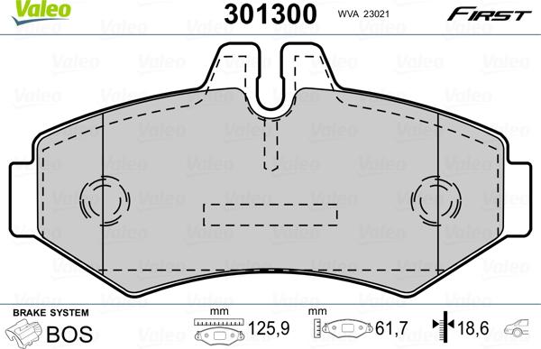 Valeo 301300 - Bremžu uzliku kompl., Disku bremzes adetalas.lv